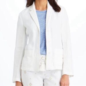 J. McLaughlin Solid Aubrey Linen Blazer Jacket - White